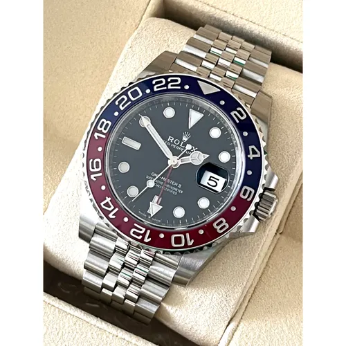 126710BLRO ブラック ステンレススチール ジュビリーブレス 赤青ベゼル