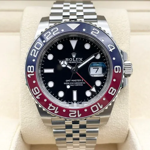 126710BLRO ブラック ステンレススチール ジュビリーブレス 赤青ベゼル