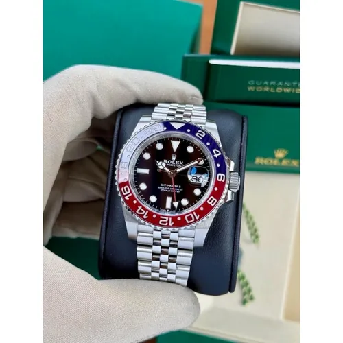 126710BLRO ブラック ステンレススチール ジュビリーブレス 赤青ベゼル