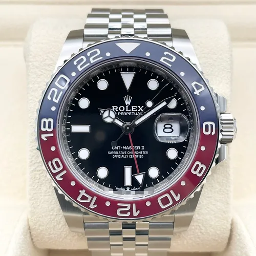 126710BLRO ブラック ステンレススチール ジュビリーブレス 赤青ベゼル