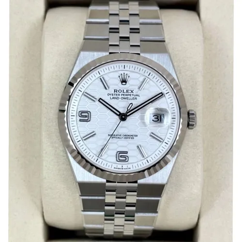 127234 インテンスホワイト ハニカムモチーフ ステンレススチール+ホワイトゴールド フラットジュビリーブレス