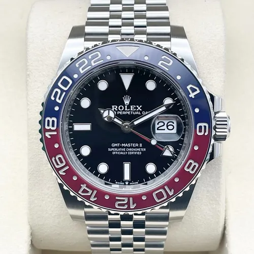 126710BLRO ブラック ステンレススチール ジュビリーブレス 赤青ベゼル