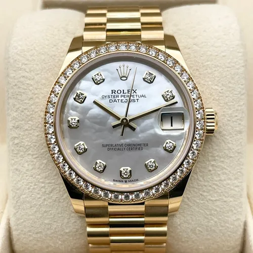 278288RBR ブラックマザーオブパール ダイヤベゼル 10Pダイヤ プレジデントブレスレット 