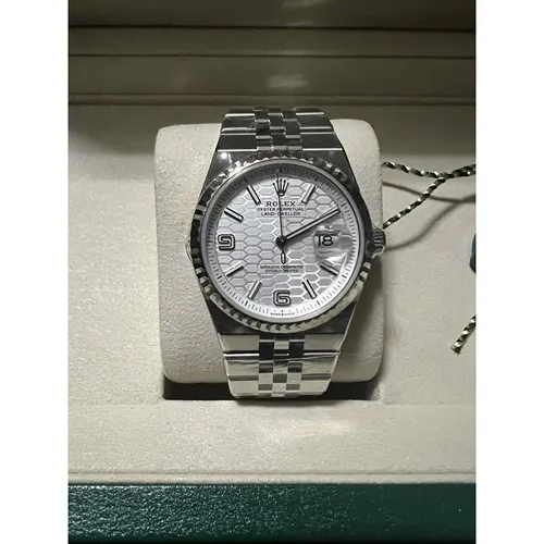 127234 インテンスホワイト ハニカムモチーフ ステンレススチール+ホワイトゴールド フラットジュビリーブレス