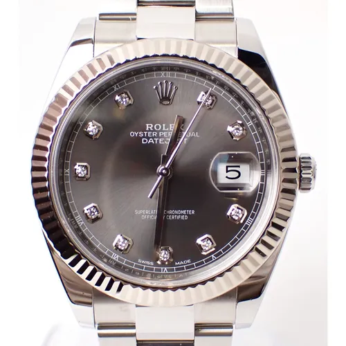 126334G スレート 10Pダイヤ オイスターブレス