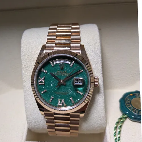 128235 グリーンアベンチュリン ローマン インデックスダイヤ／VI/IXダイヤ プレジデントブレスレット 