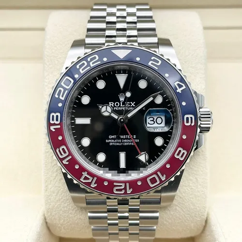 126710BLRO ブラック ステンレススチール ジュビリーブレス 赤青ベゼル