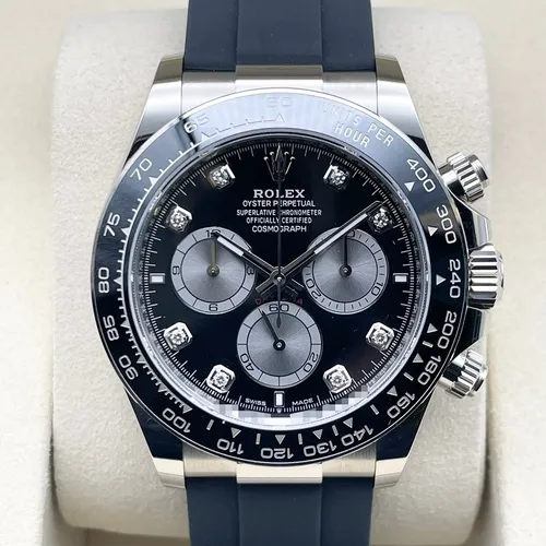 126519LNG 8Pダイヤ ブライトブラック＆スチール オイスターフレックスブレスレット