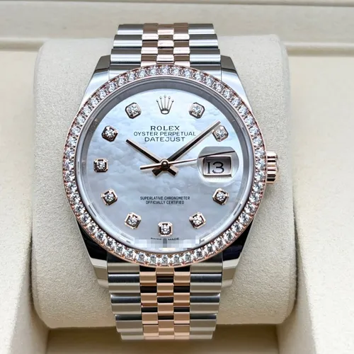 126281RBR ホワイトマザーオブパール ダイヤベゼル 10Pダイヤ ジュビリーブレスレット 