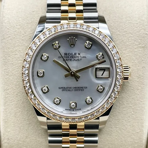 278383RBR ホワイトマザーオブパール ダイヤベゼル 10Pダイヤ ジュビリーブレスレット 