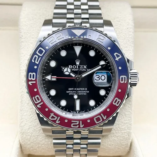 126710BLRO ブラック ステンレススチール ジュビリーブレス 赤青ベゼル