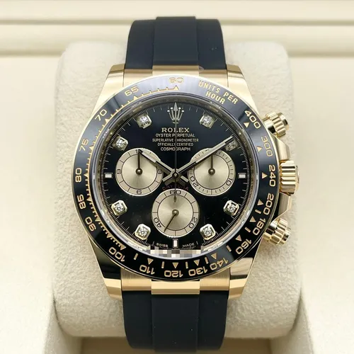 126518LN ダイヤモンド入りブライトブラック＆ゴールデン オイスターフレックスブレスレット