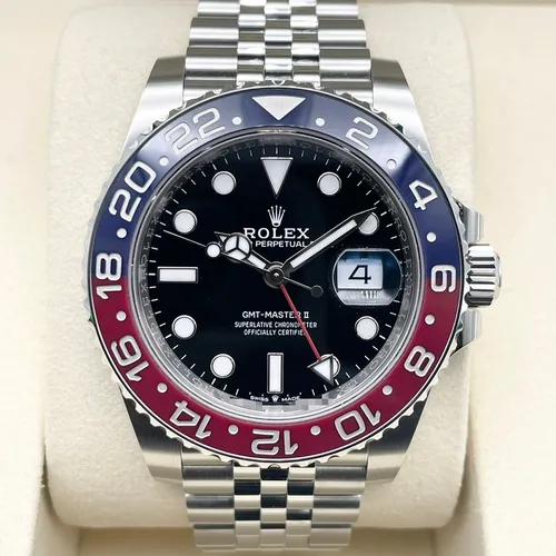 126710BLRO ブラック ステンレススチール ジュビリーブレス 赤青ベゼル