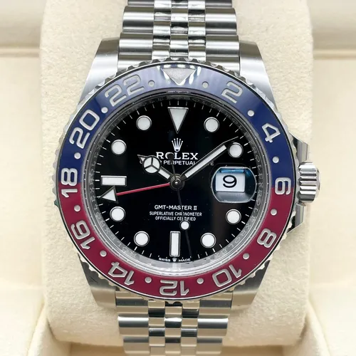 126710BLRO ブラック ステンレススチール ジュビリーブレス 赤青ベゼル