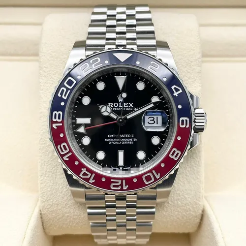 126710BLRO ブラック ステンレススチール ジュビリーブレス 赤青ベゼル