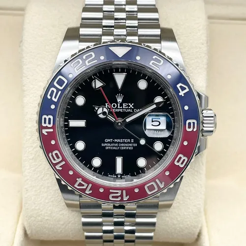 126710BLRO ブラック ステンレススチール ジュビリーブレス 赤青ベゼル