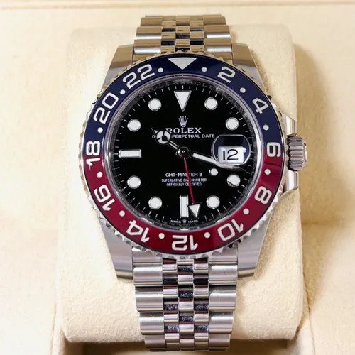 126710BLRO ブラック ステンレススチール ジュビリーブレス 赤青ベゼル
