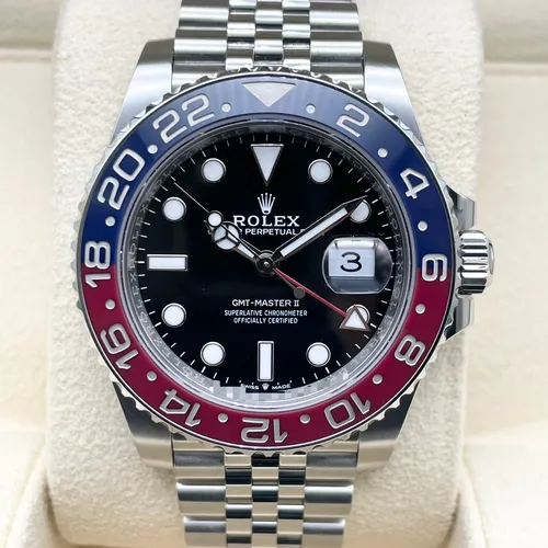 126710BLRO ブラック ステンレススチール ジュビリーブレス 赤青ベゼル