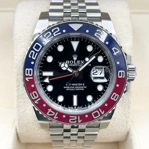 126710BLRO ブラック ステンレススチール ジュビリーブレス 赤青ベゼル