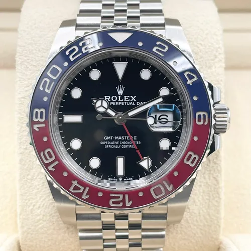 126710BLRO ブラック ステンレススチール ジュビリーブレス 赤青ベゼル