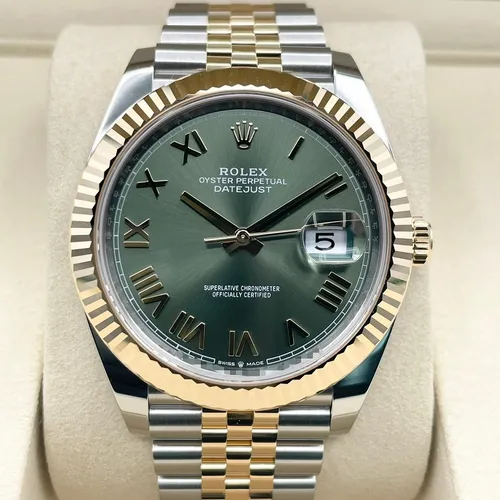 126333 オリーブグリーン ローマ ステンレススチール+イエローゴールド 41mm ジュビリーブレス