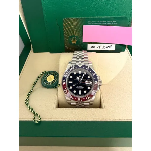 126710BLRO ブラック ステンレススチール ジュビリーブレス 赤青ベゼル