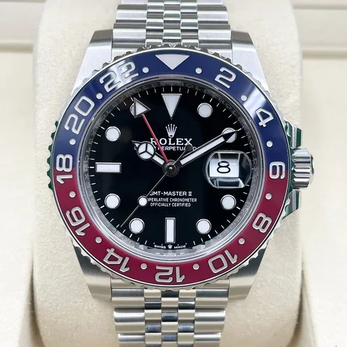 126710BLRO ブラック ステンレススチール ジュビリーブレス 赤青ベゼル